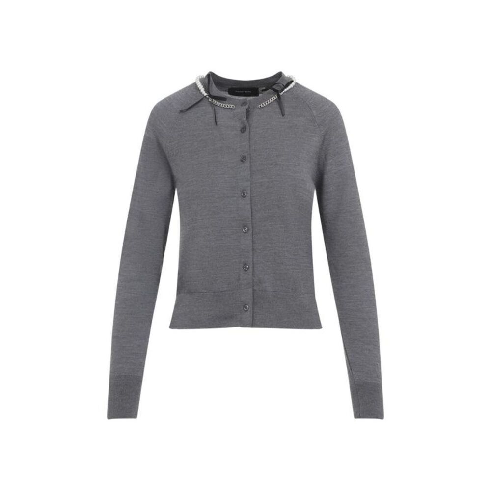 SIMONE ROCHA Embellished Collar Cardigan Women GREY Sweaters & Knitwear